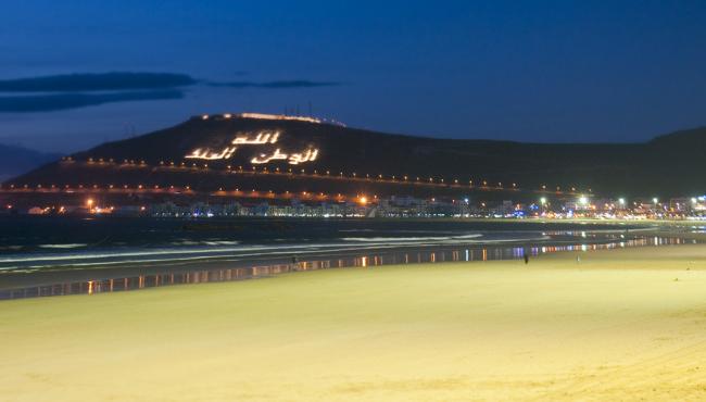 agadir beach in the night tourism in morocco