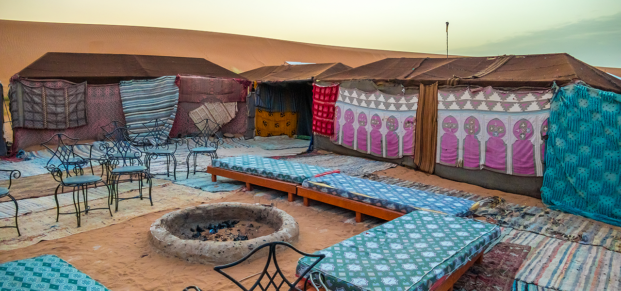 Tents and bivouacs in the moroccan sahara